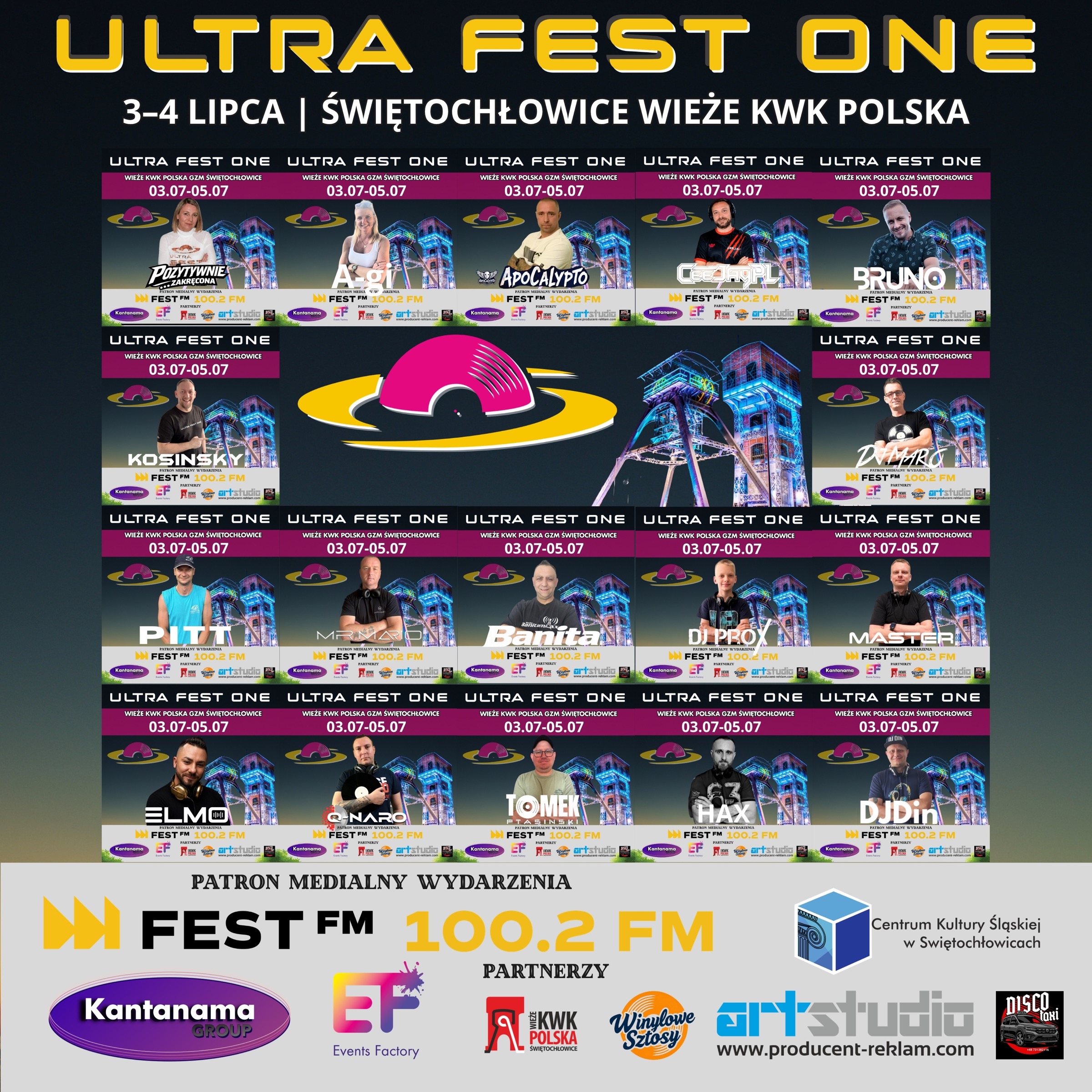 Oryginalna grafika prezentująca DJ-ów drugiej edycji Ultra Fest One
